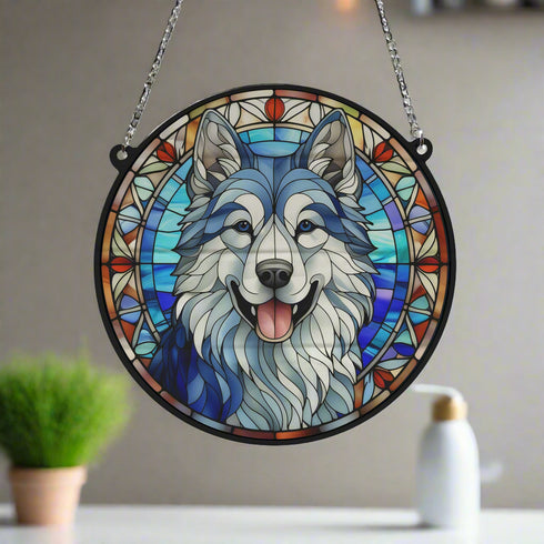 Alaskan Malamute Stained Glass Effect Suncatcher